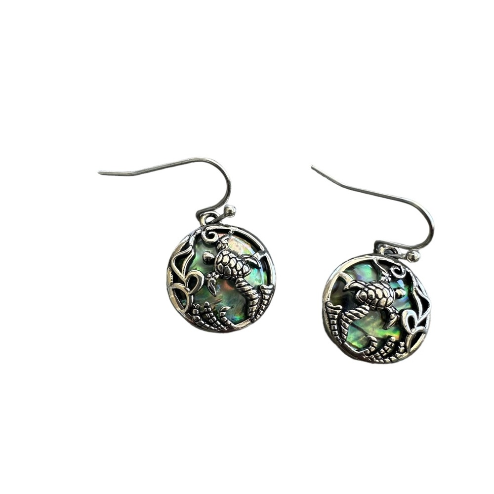 Mini Sea Turtle Iridescent Drop Earrings